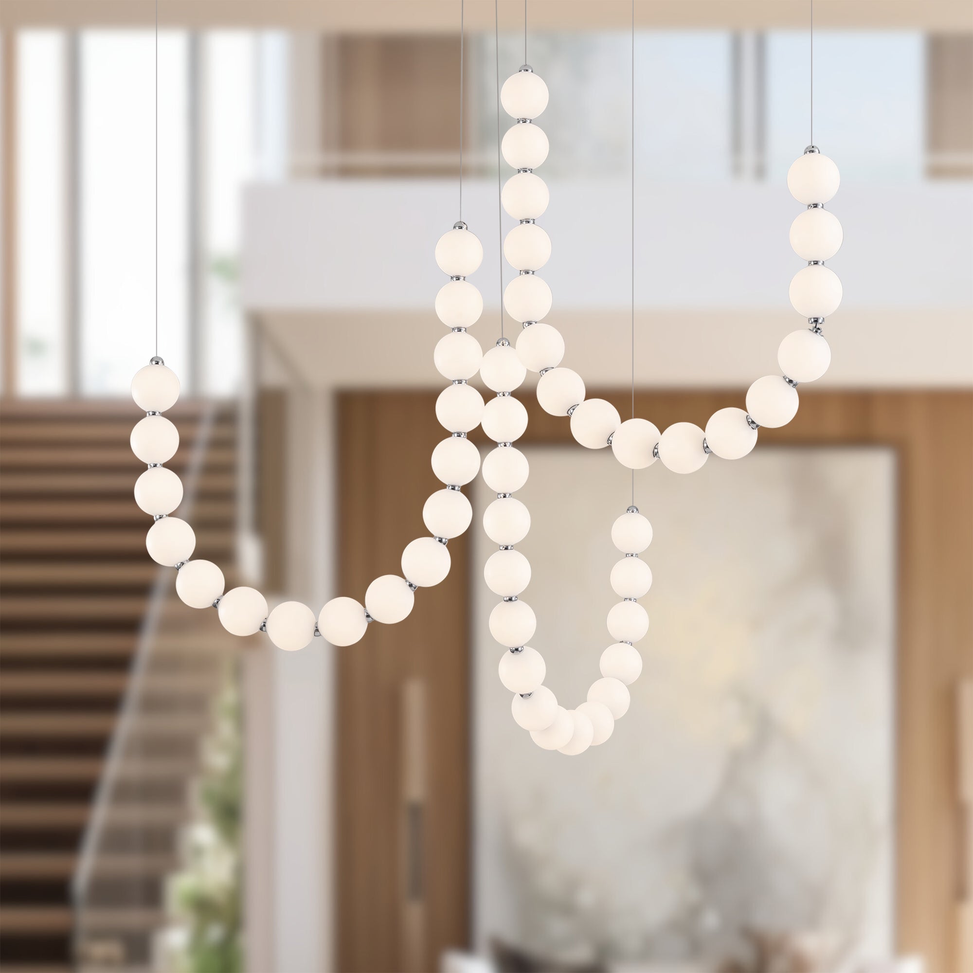 Akoya 48 Light Silver dimmable LED Chandelier with Remote Driver