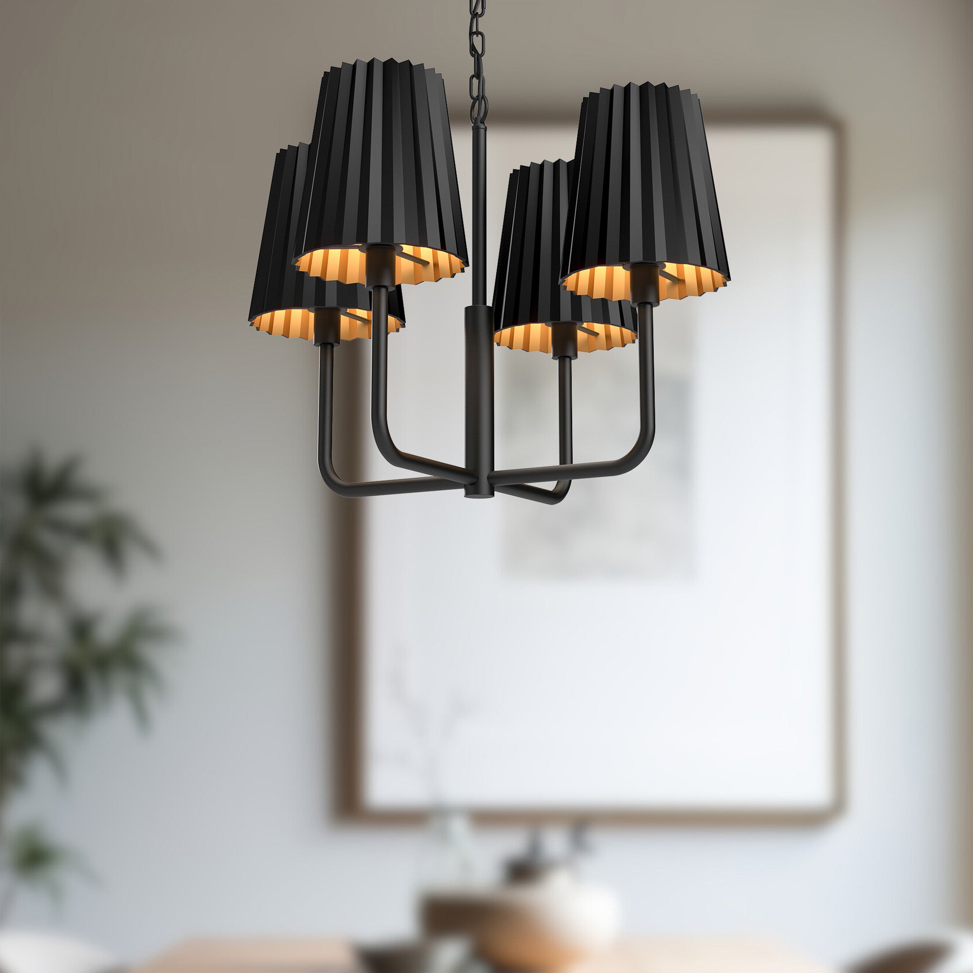 Plisse 23" 4 Lights Chandeliers