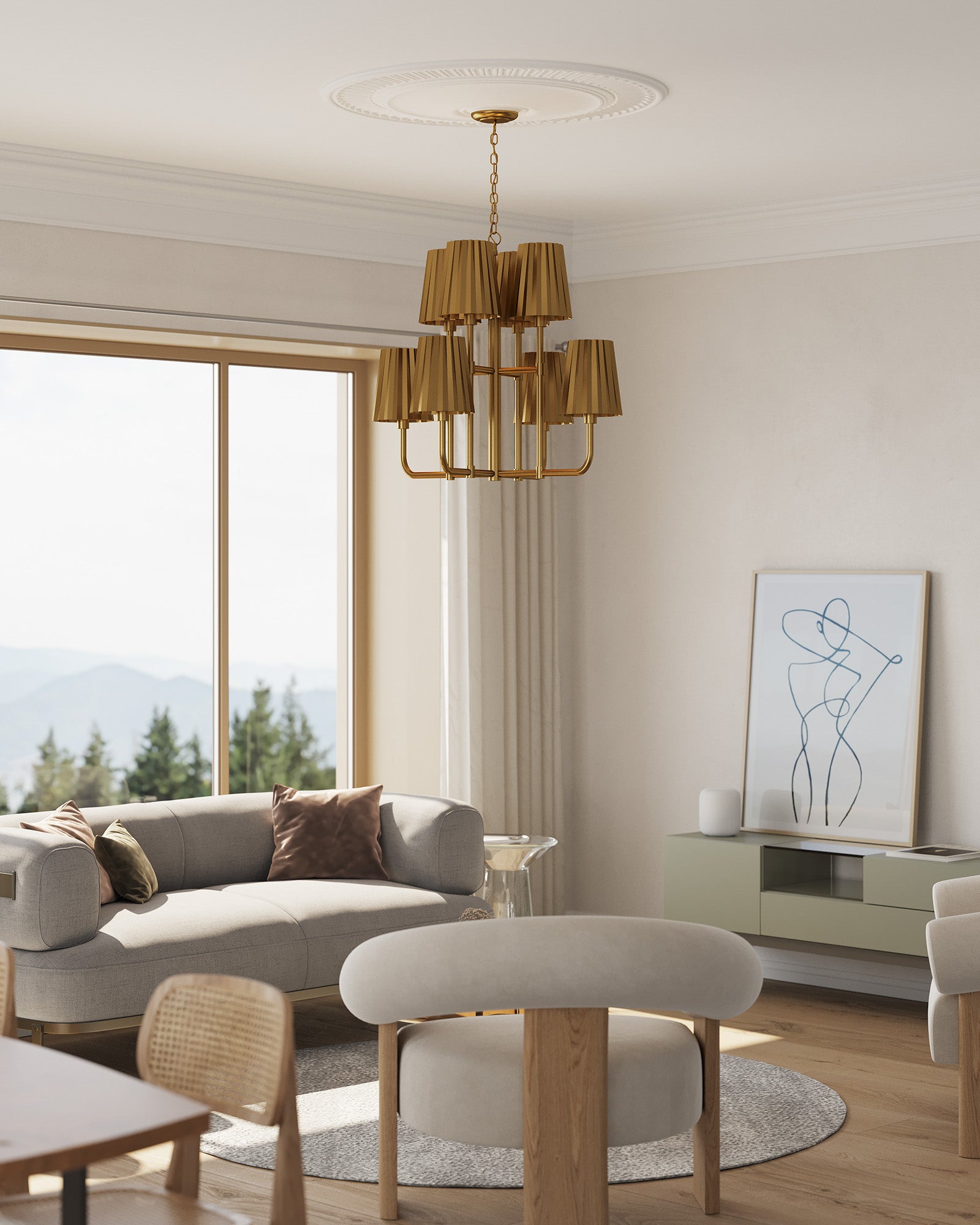 Plisse 30" 8 Lights Chandeliers