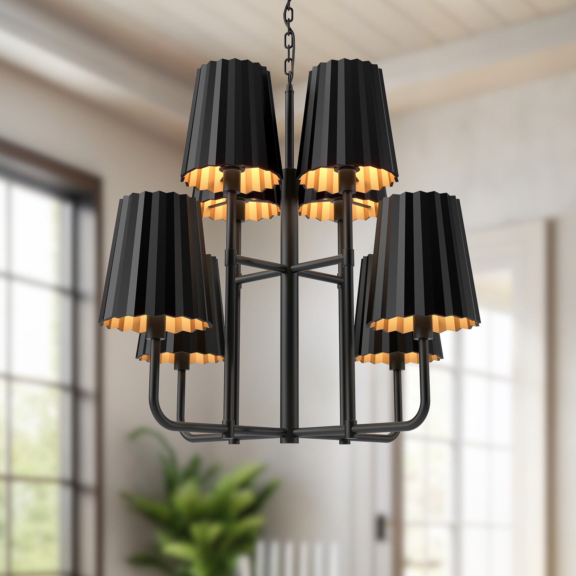 Plisse 30" 8 Lights Chandeliers