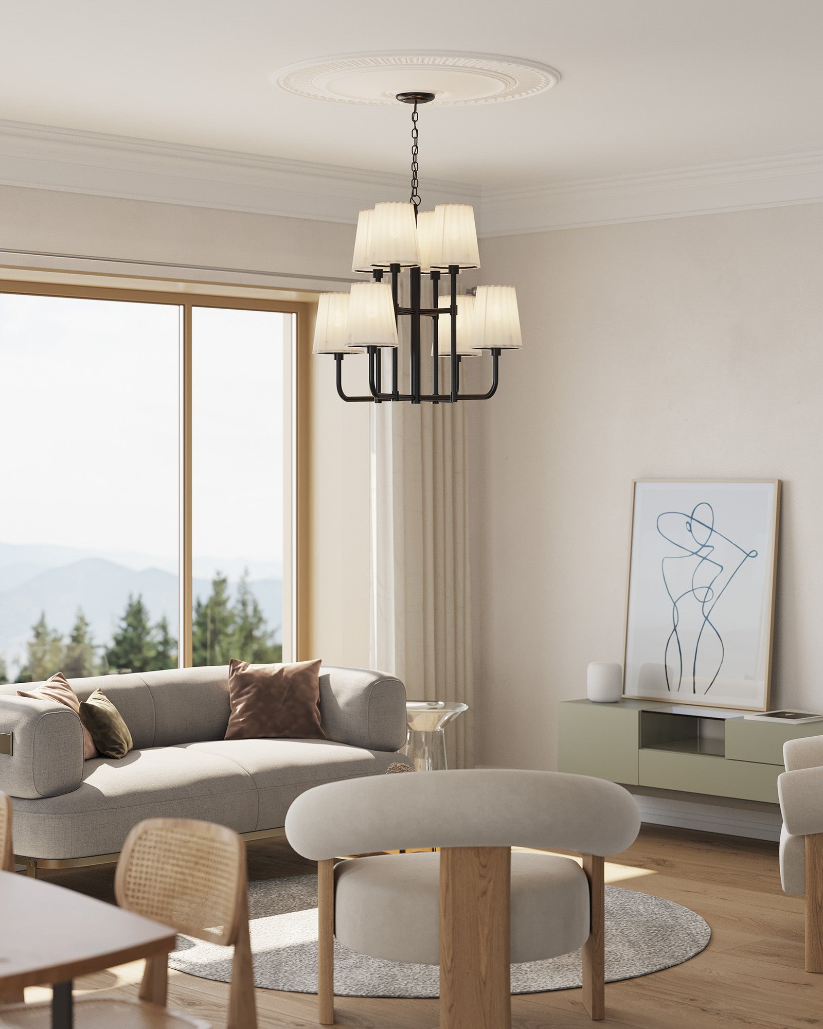 Plisse 30" 8 Lights Chandeliers