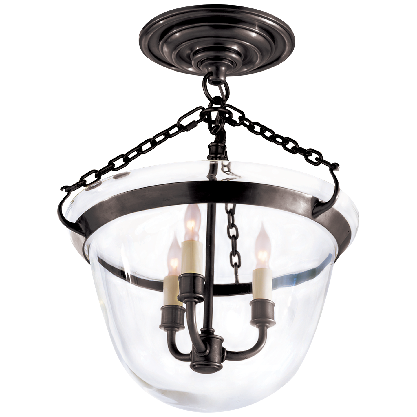 Country Semi-Flush Bell Jar Lantern