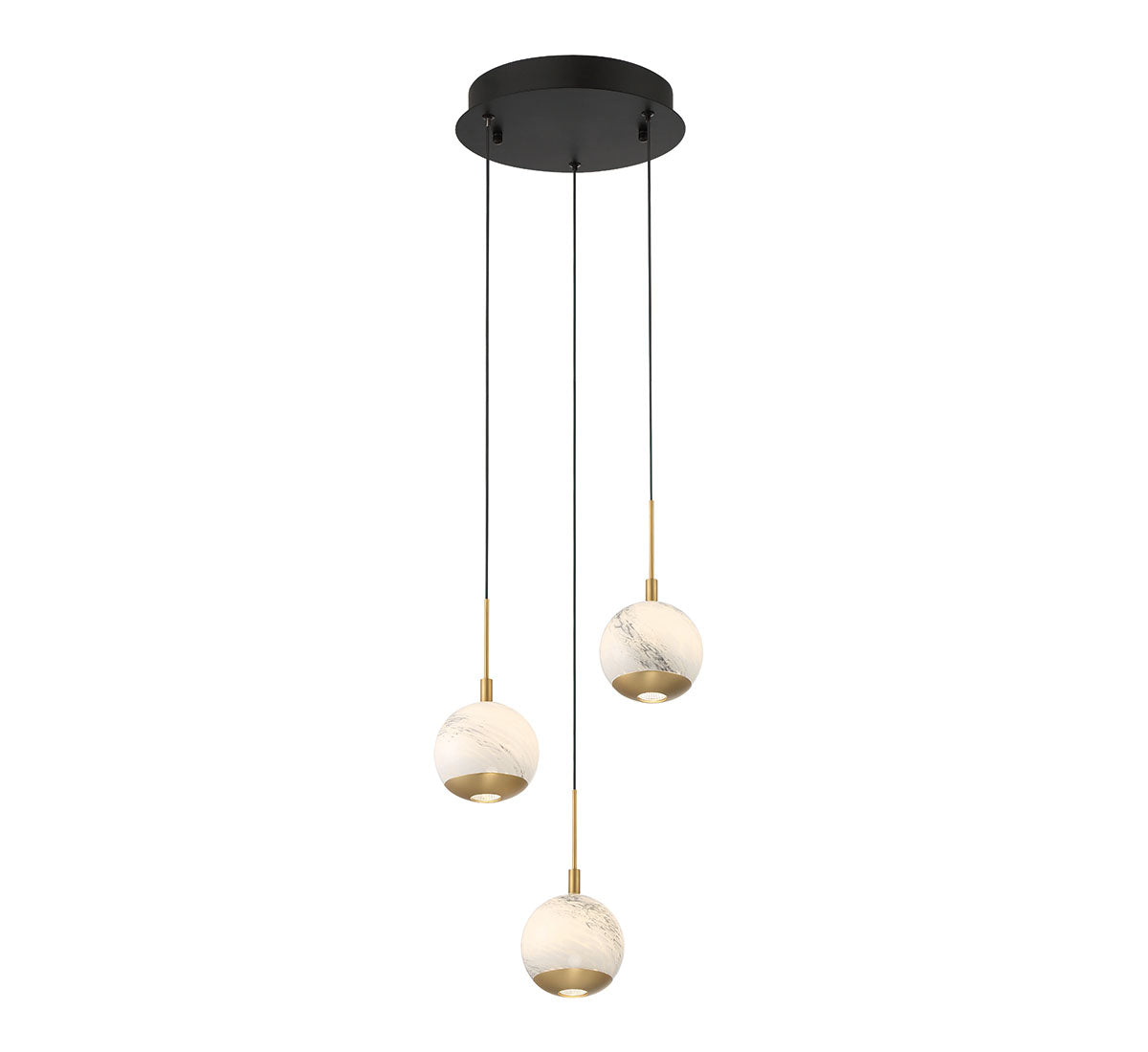 Baveno 3 Light Round LED Pendant