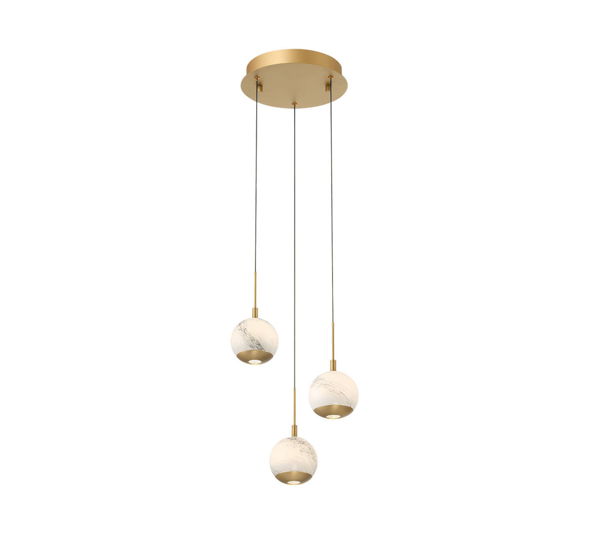 Baveno 3 Light Round LED Pendant