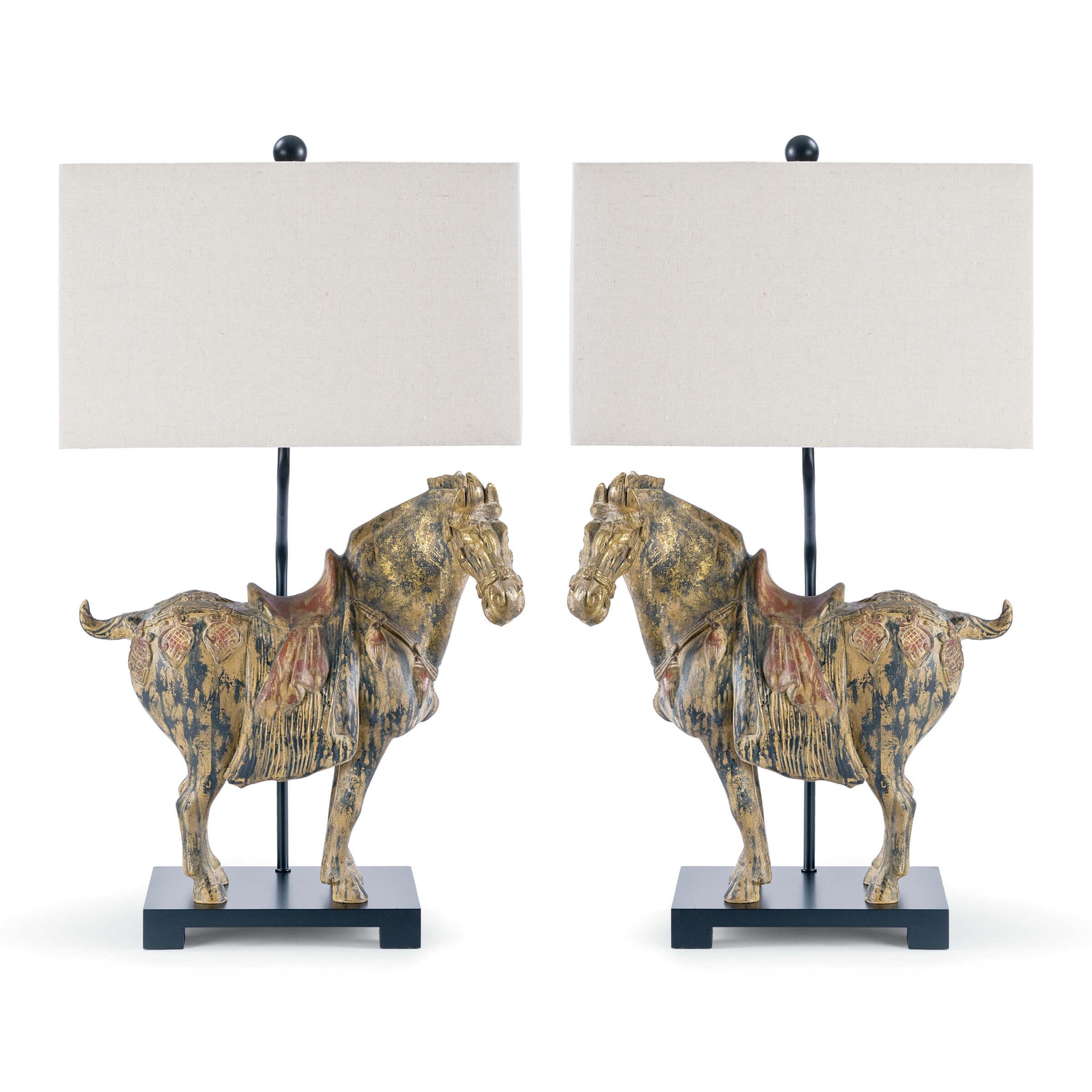 Dynasty Horse Table Lamp Pair