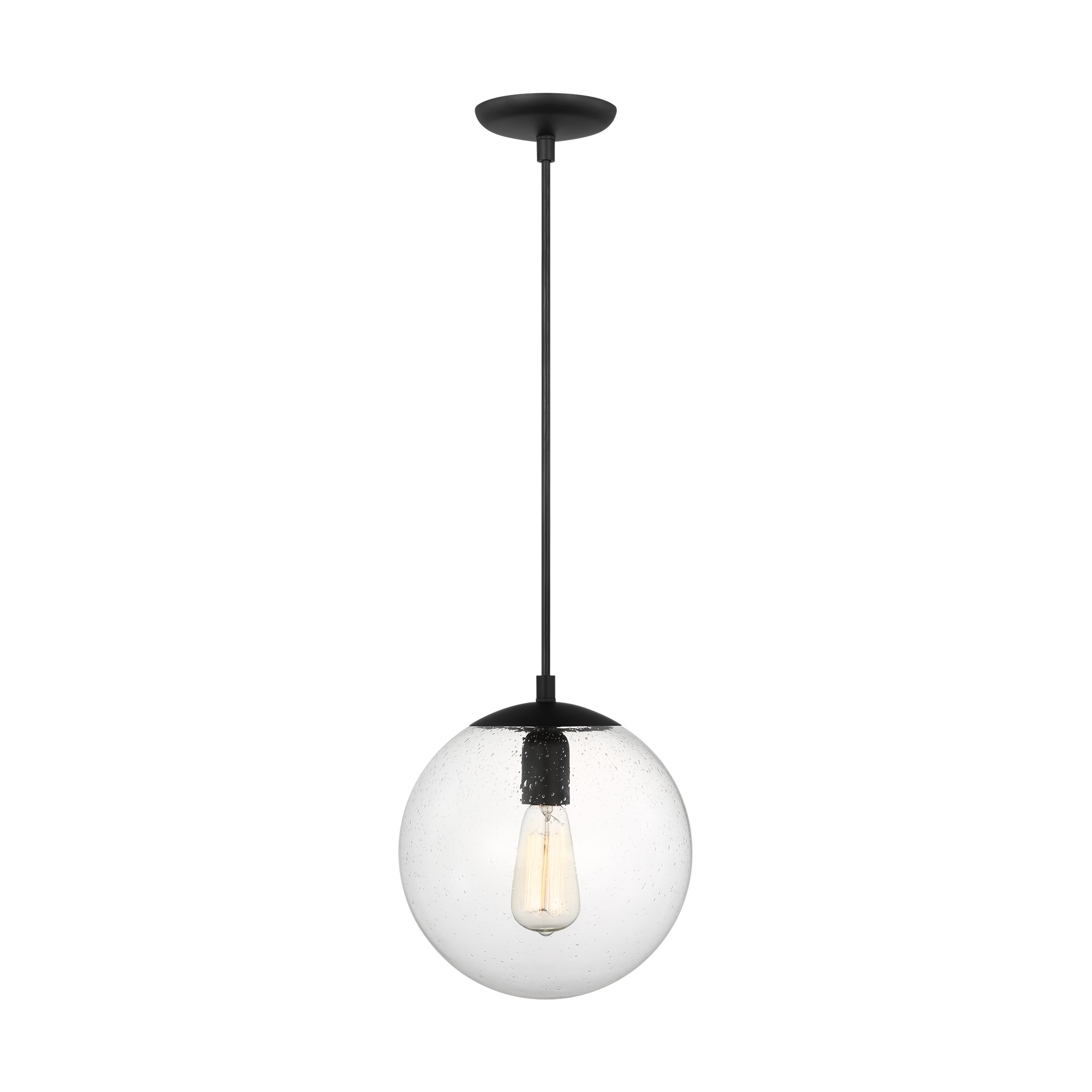 Leo - Hanging Globe Medium One Light Pendant with Clear Seeded Glass