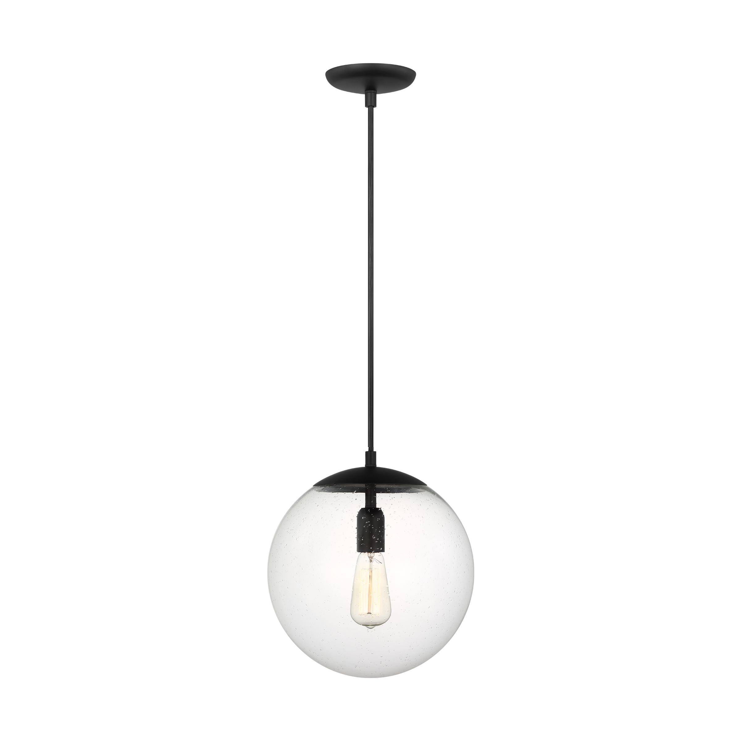 Leo - Hanging Globe Large One Light Pendant with Clear Seeded Glass