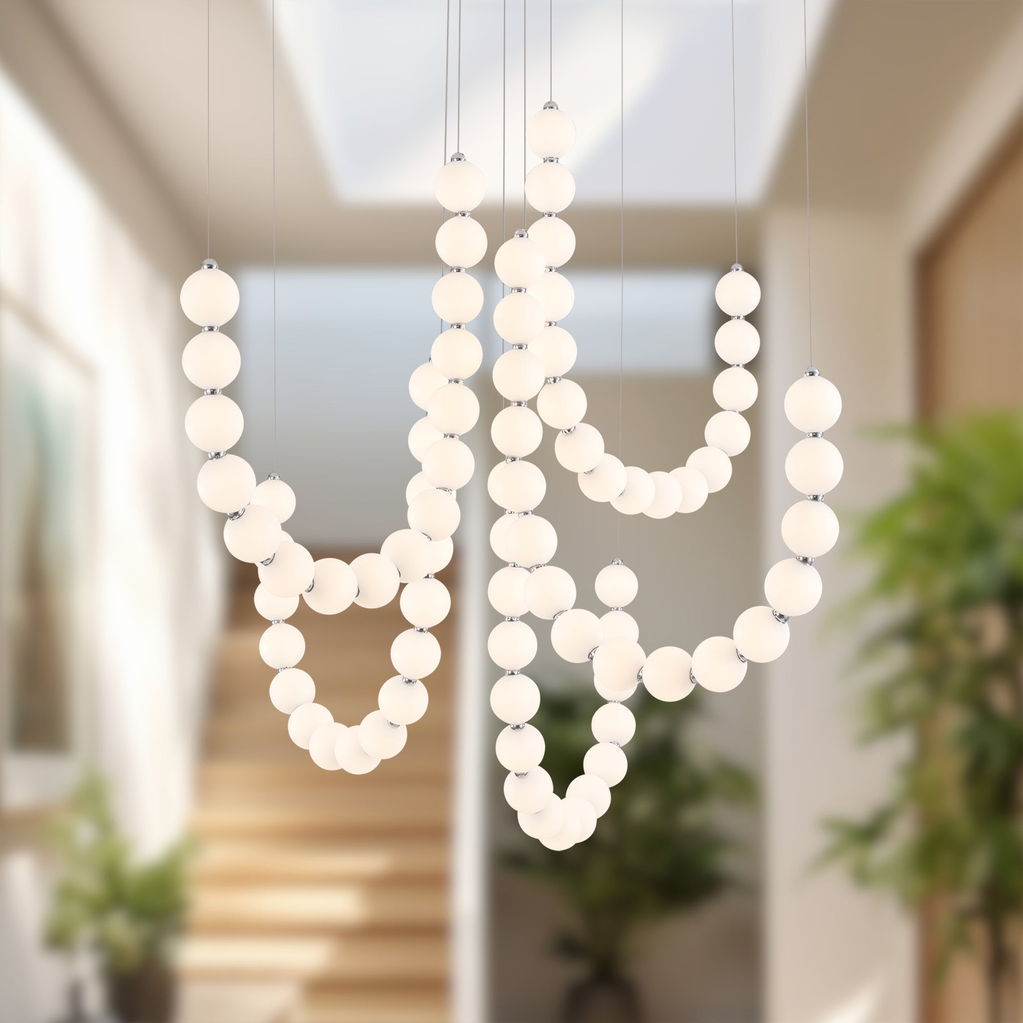 Akoya 80 Light Silver dimmable LED Chandelier with Remote Driver