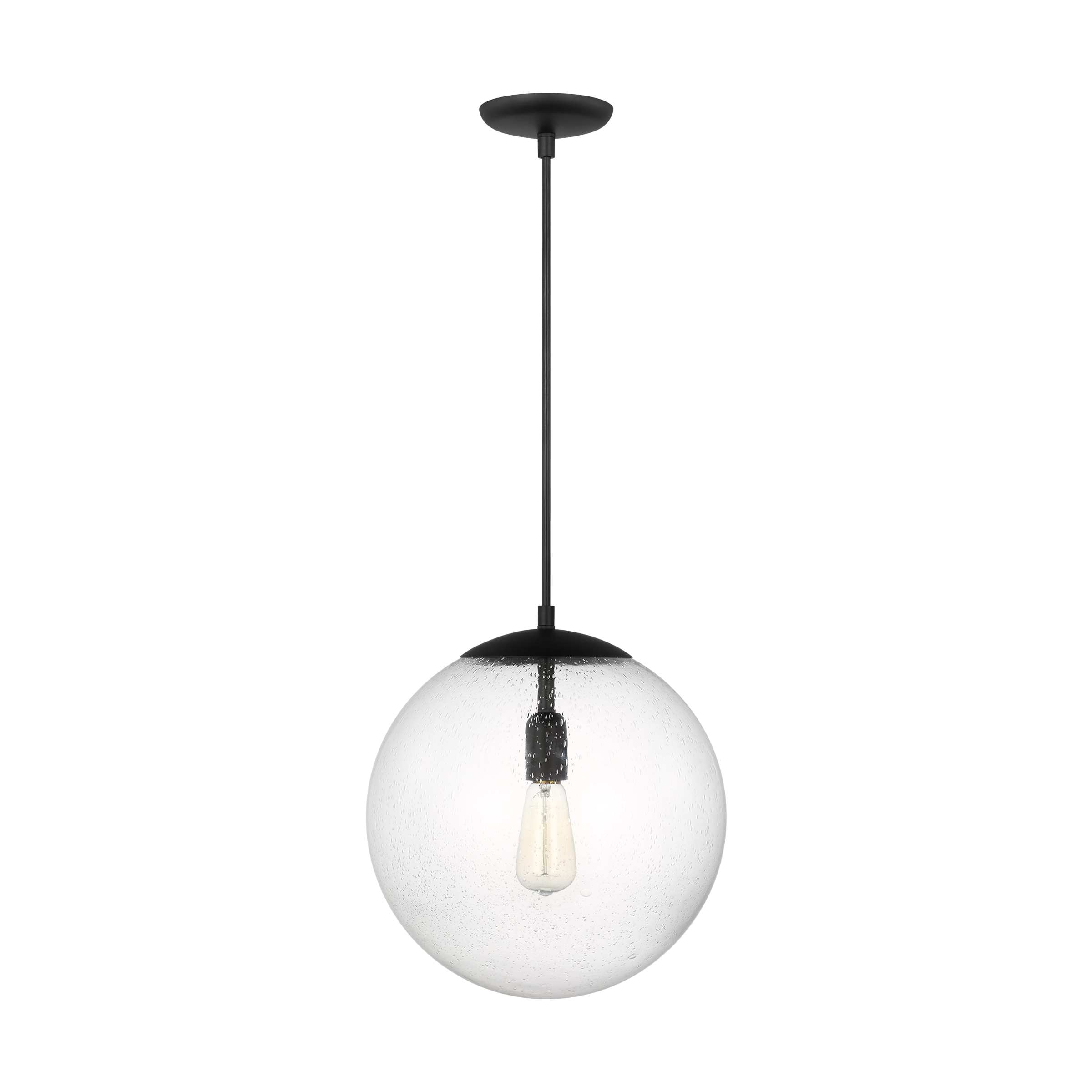 Leo - Hanging Globe Pendant with Clear Seeded Glass