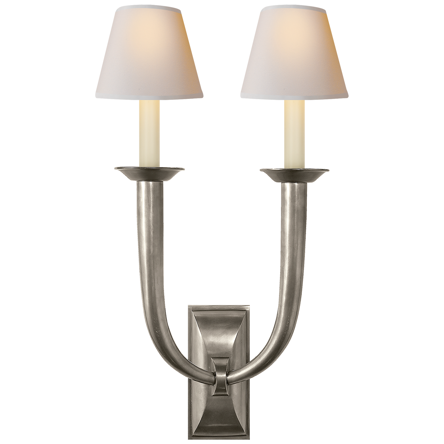 French Deco Horn Double Sconce
