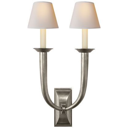 French Deco Horn Double Sconce