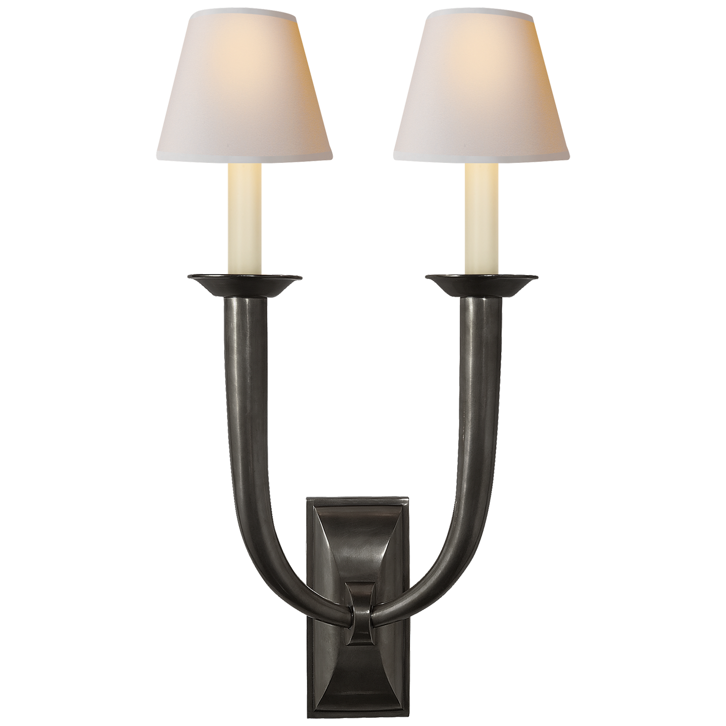 French Deco Horn Double Sconce