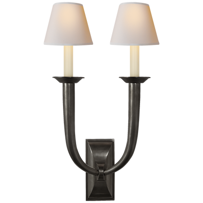 French Deco Horn Double Sconce
