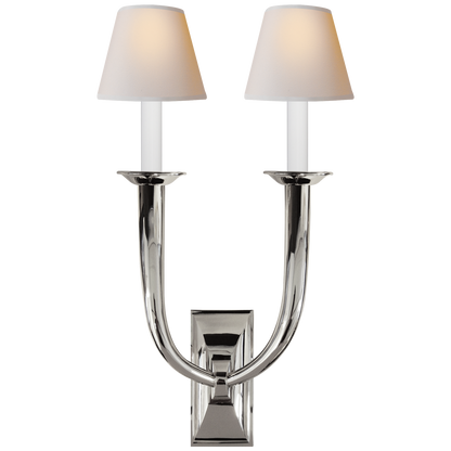 French Deco Horn Double Sconce